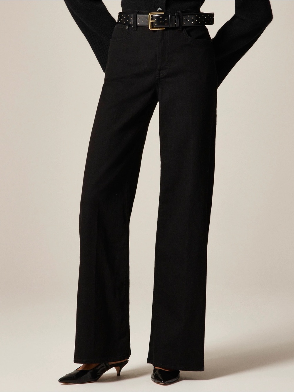 J. Crew Black Wide-Leg High Rise Trouser Jeans